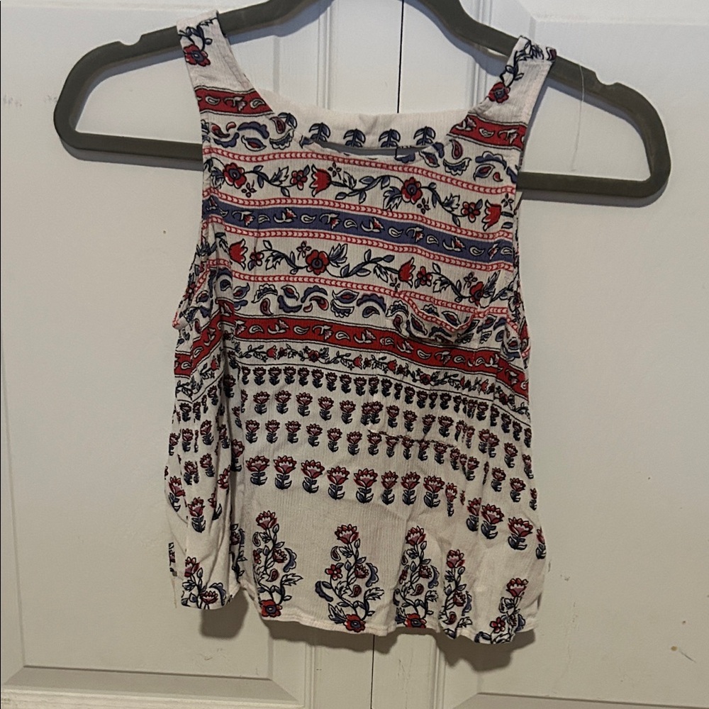 Forever 21 Red and Blue Patterned Tank Top